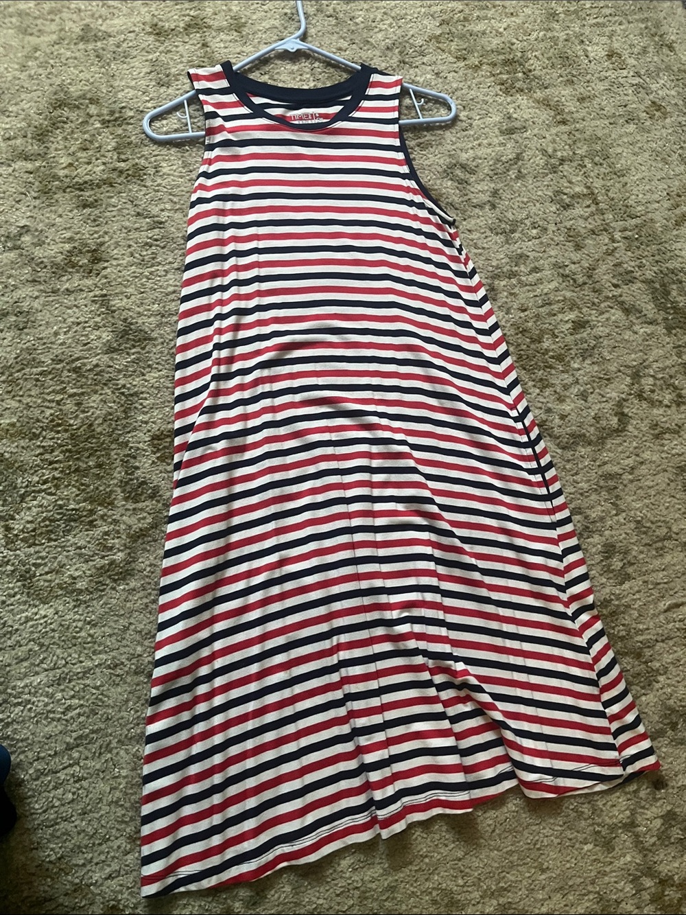 Time and Tru Red, White & Navy Striped Tank Dress